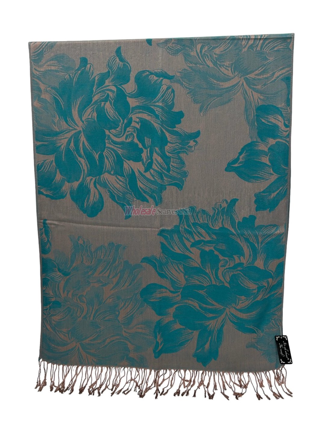 (image for) Peony Blossom Pashmina Teal Green - Click Image to Close