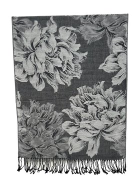 Peony Blossom Pashmina Grey