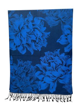 Peony Blossom Pashmina Royal Blue