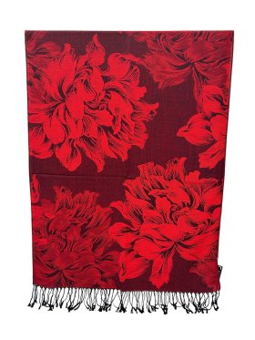 Peony Blossom Pashmina Red