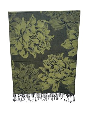 Peony Blossom Pashmina Olive