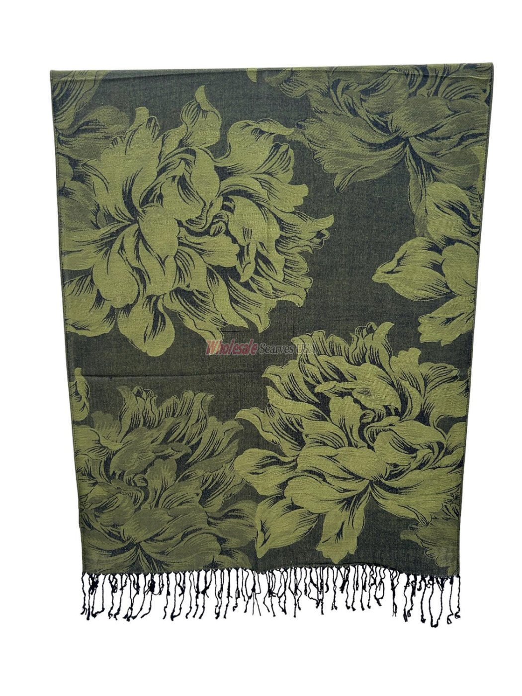 (image for) Peony Blossom Pashmina Olive - Click Image to Close