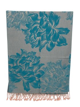 Peony Blossom Pashmina Sky Blue