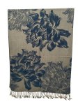 Peony Blossom Pashmina Indigo