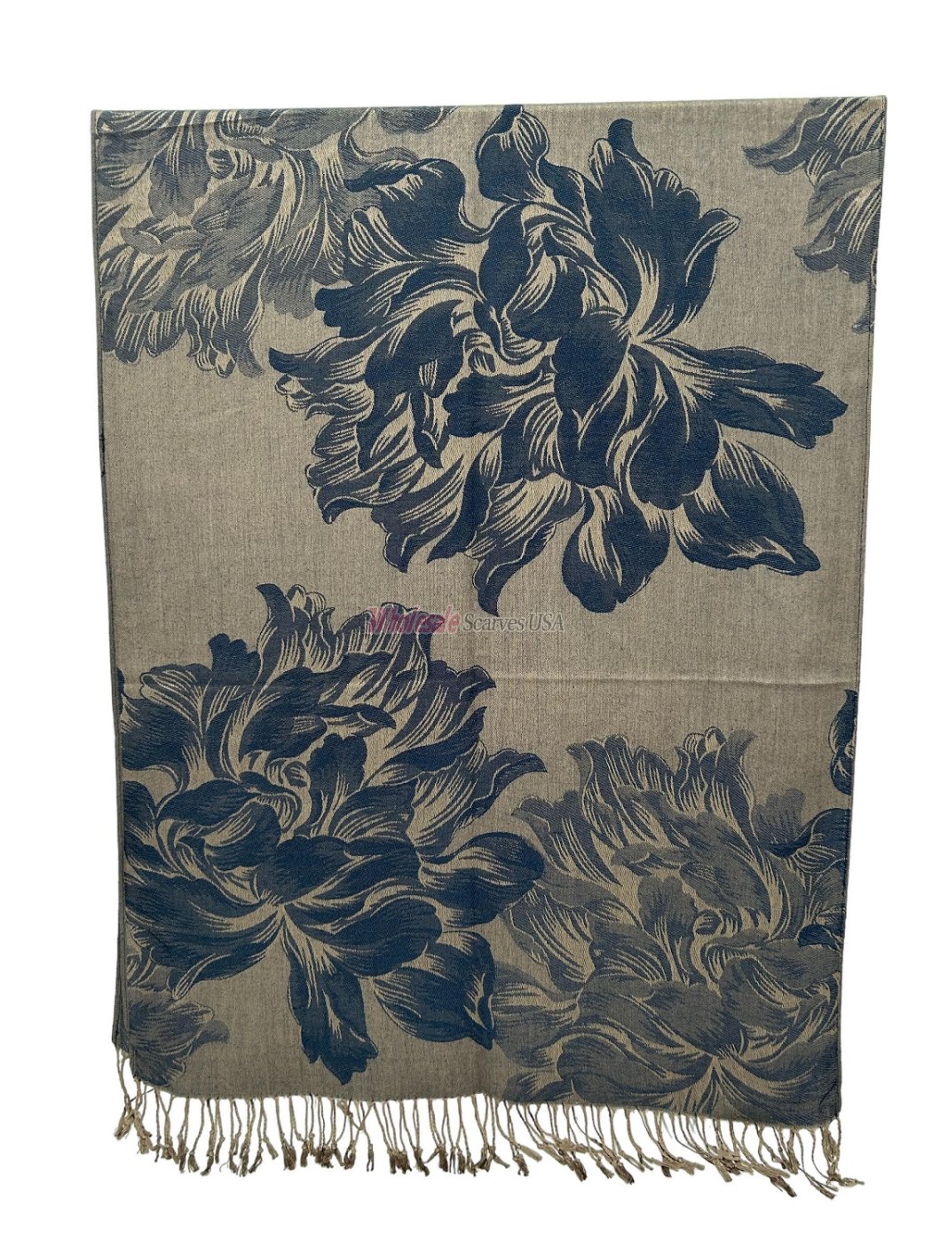 (image for) Peony Blossom Pashmina Indigo - Click Image to Close