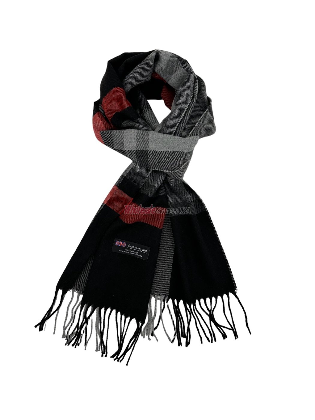 (image for) Cashmere Feel Classic Scarf Black/Grey 12-pack