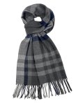 Cashmere Feel Plaid Scarf Grey/Blue 12-pack