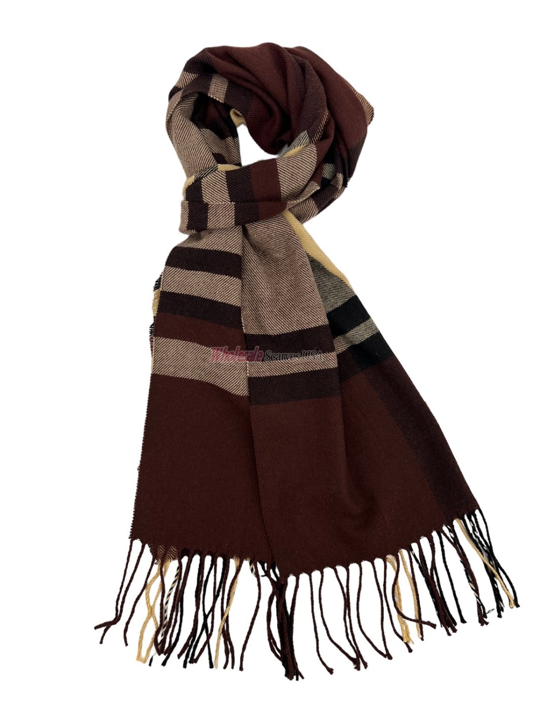 (image for) Cashmere Feel Plaid Scarf Brown 12-pack 47549