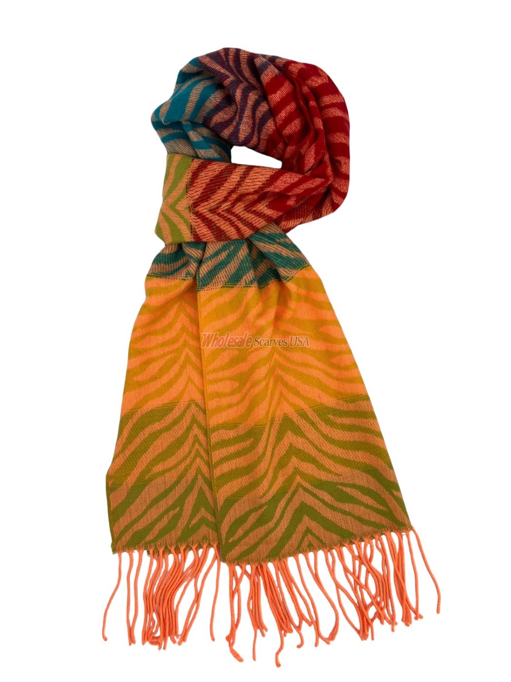 (image for) Cashmere Feel Pattern Scarf Orange 12-pack