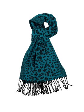 Cashmere Feel Leopard Scarf Blue 12-pack