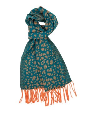 Cashmere Feel Leopard Scarf Light Blue 12-pack