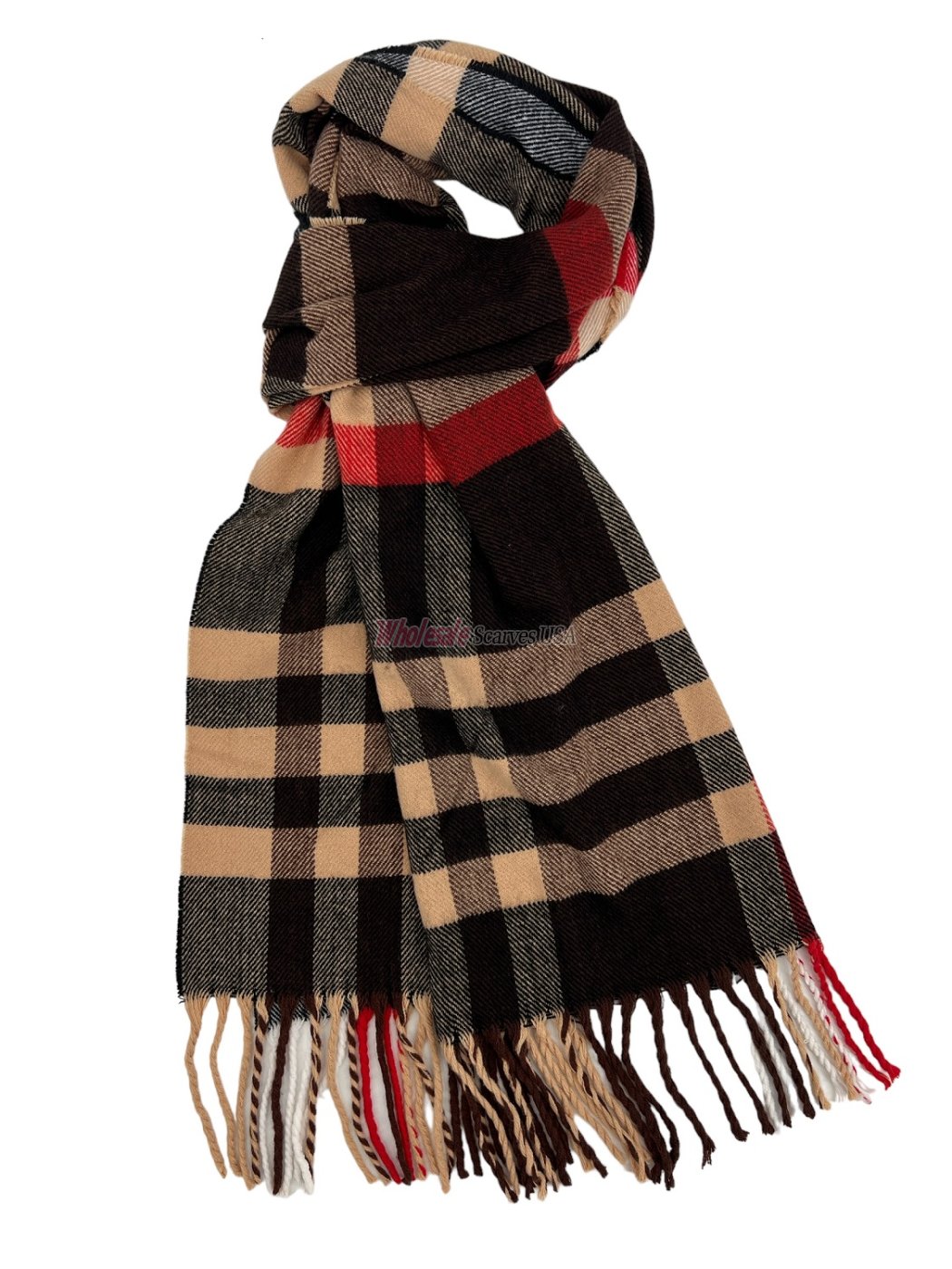 (image for) Cashmere Feel Classic Scarf Brown/Tan 12-pack