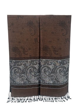 Paisley Lurex Pashmina Dark Brown