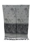 Paisley Lurex Pashmina Grey / Black