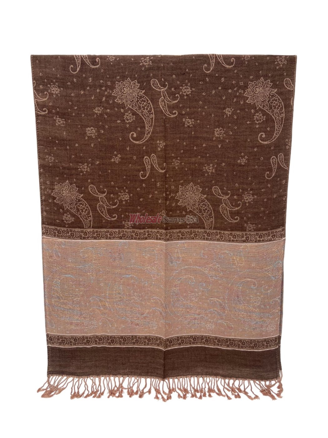 (image for) Paisley Lurex Pashmina Brown - Click Image to Close