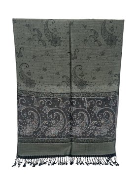 Paisley Lurex Pashmina Dark Grey