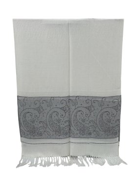 Paisley Lurex Pashmina White