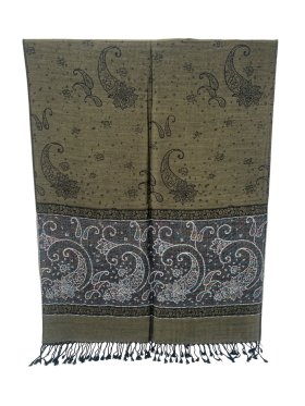 Paisley Lurex Pashmina Olive