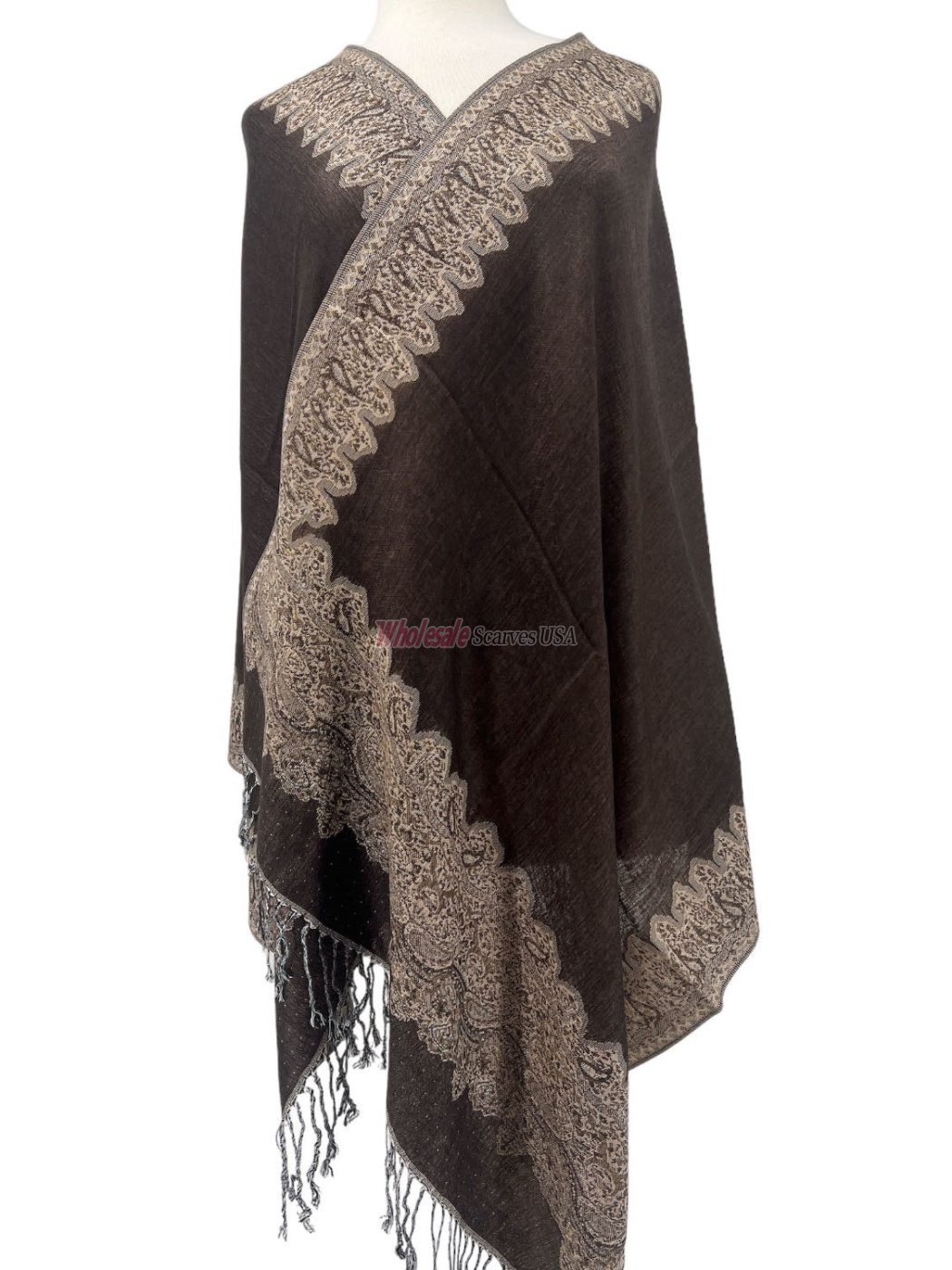 (image for) Jacquard Border Scarf Coffee