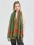 (image for) Jacquard Border Scarf Grass Green