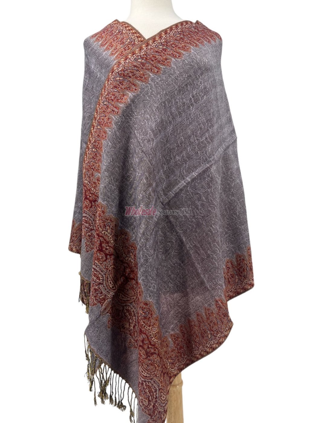 (image for) Jacquard Border Scarf Lavender