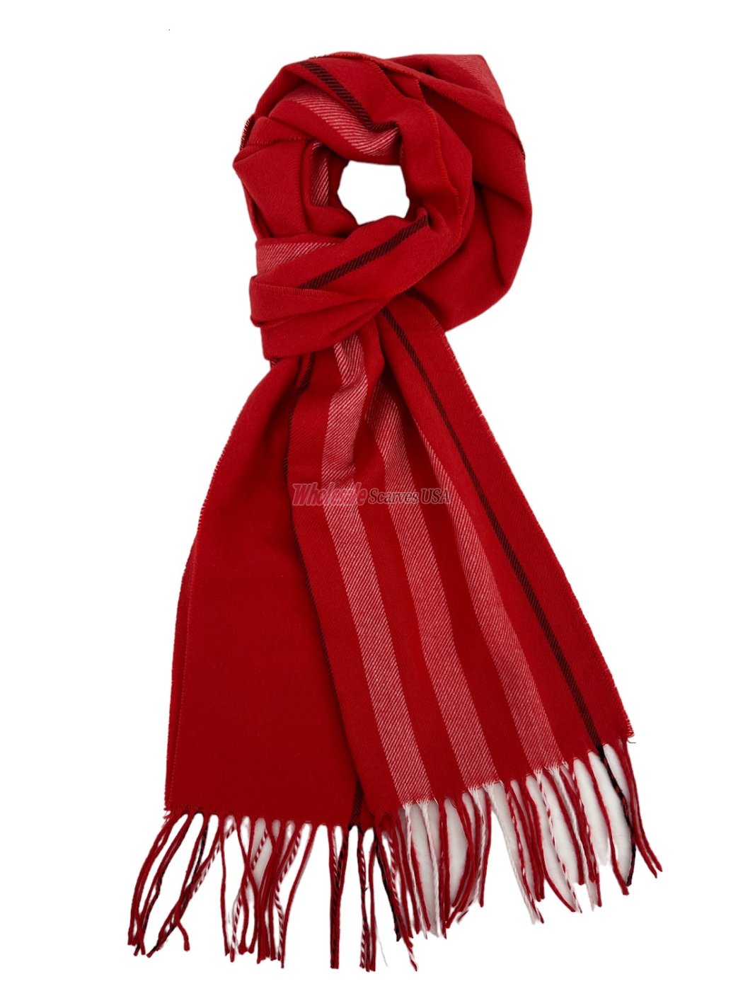 (image for) Cashmere Feel Stripe Scarf Red 12-pack