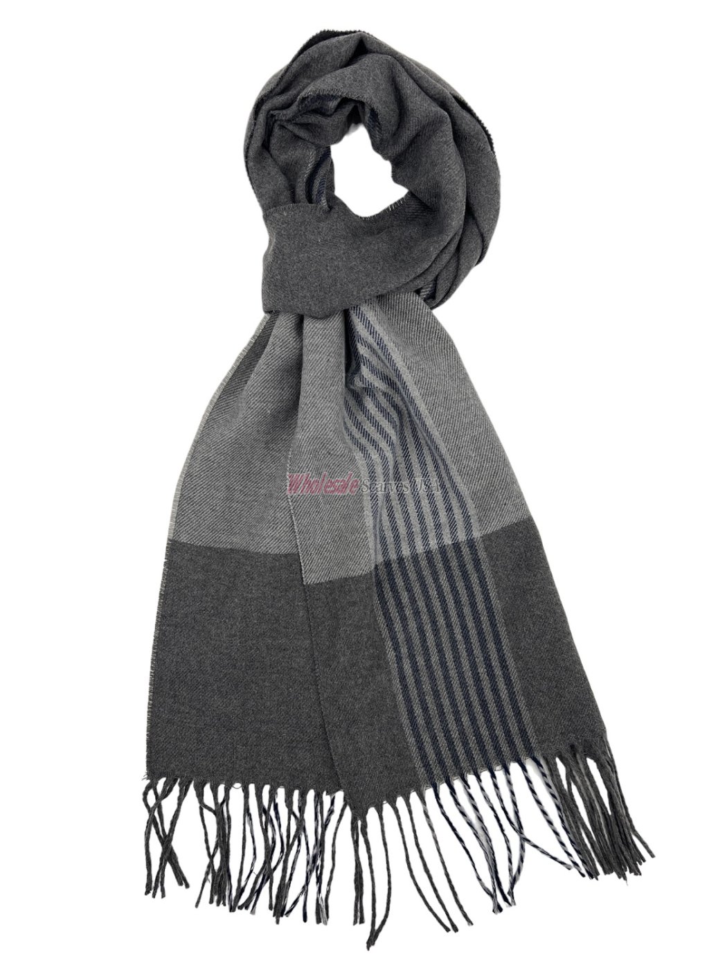 (image for) Plaid Cashmere Feel Scarf 12-pack Grey/ Nvay C92102