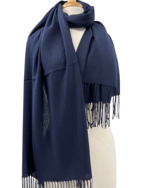 Silky Light Solid Pashmina Navy