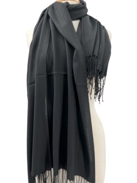 Silky Light Solid Pashmina Black