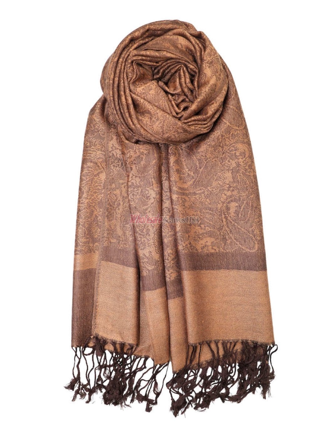 Paisley Jacquard Shawl Light Brown