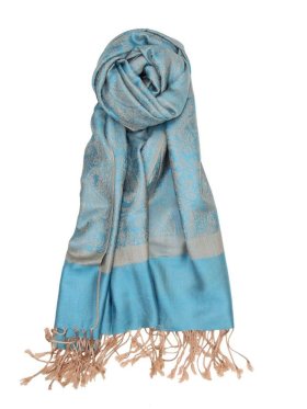 Paisley Jacquard Shawl Blue/ Beige