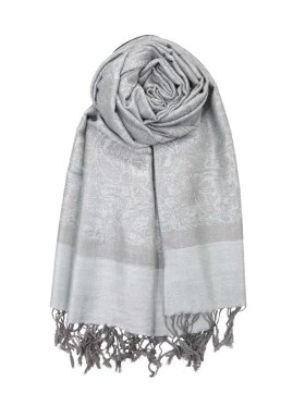 Paisley Jacquard Shawl Pearl Grey