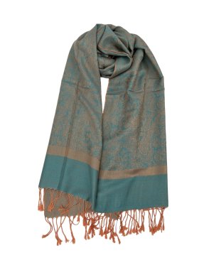 Paisley Jacquard Shawl Blue/Orange