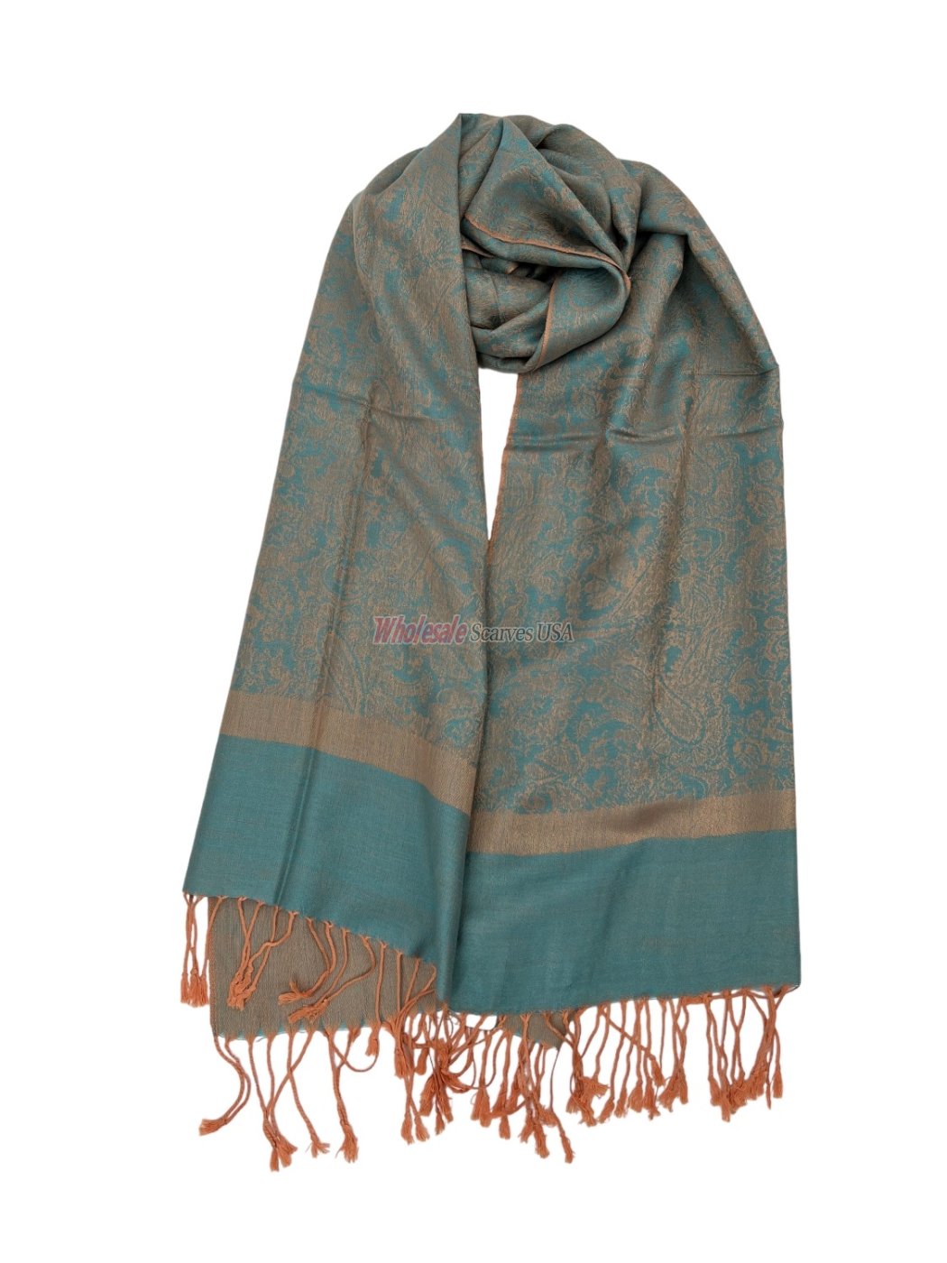 (image for) Paisley Jacquard Shawl Blue/Orange