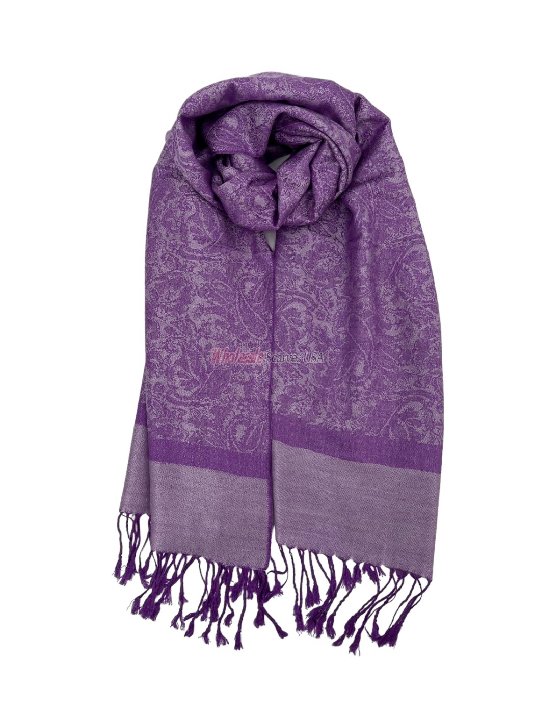 (image for) Paisley Jacquard Shawl Purple/Grey