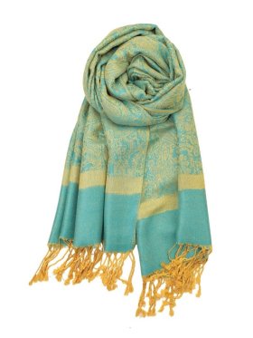 Paisley Jacquard Shawl Blue/Yellow