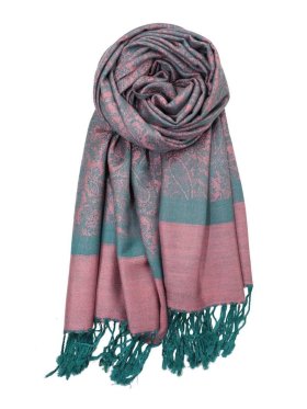 Paisley Jacquard Shawl Pale Violet Red /Green