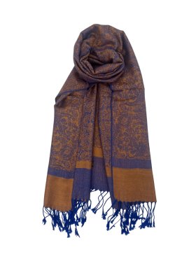 Paisley Jacquard Shawl Orange/Dark Blue