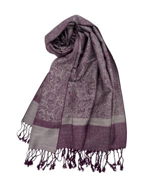 Paisley Jacquard Shawl Plum/Grey