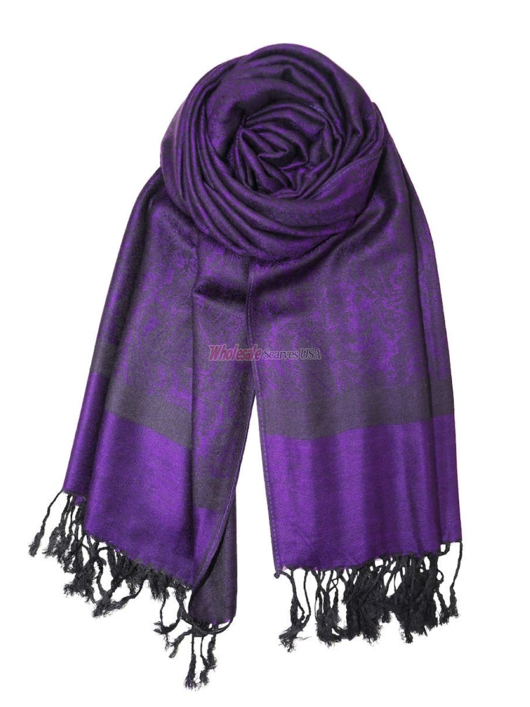 (image for) Paisley Jacquard Shawl Indigo Purple