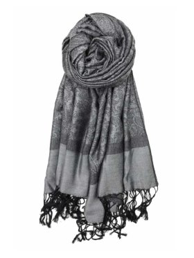 Paisley Jacquard Shawl Black/Medium Grey