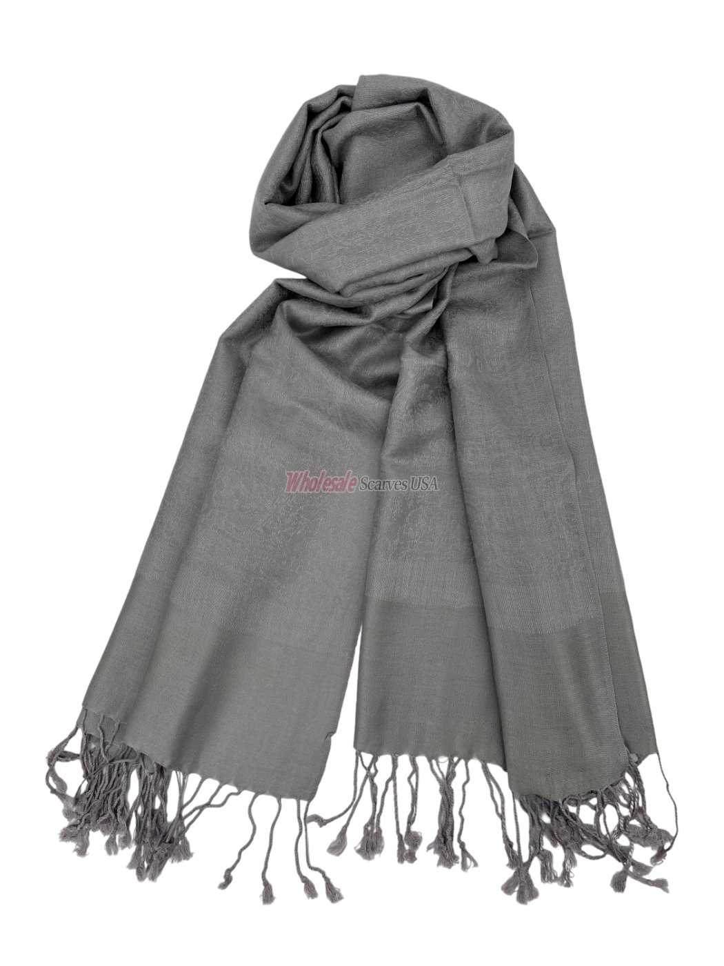 (image for) Paisley Jacquard Shawl Light Grey