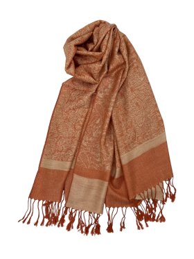 Paisley Jacquard Shawl Light Orange