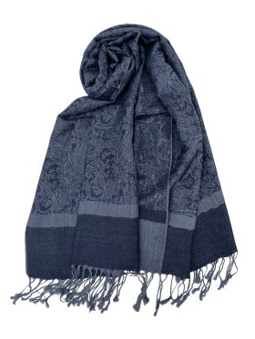 Paisley Jacquard Shawl Navy