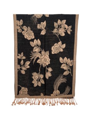 Rose Pashmina Tan/Black