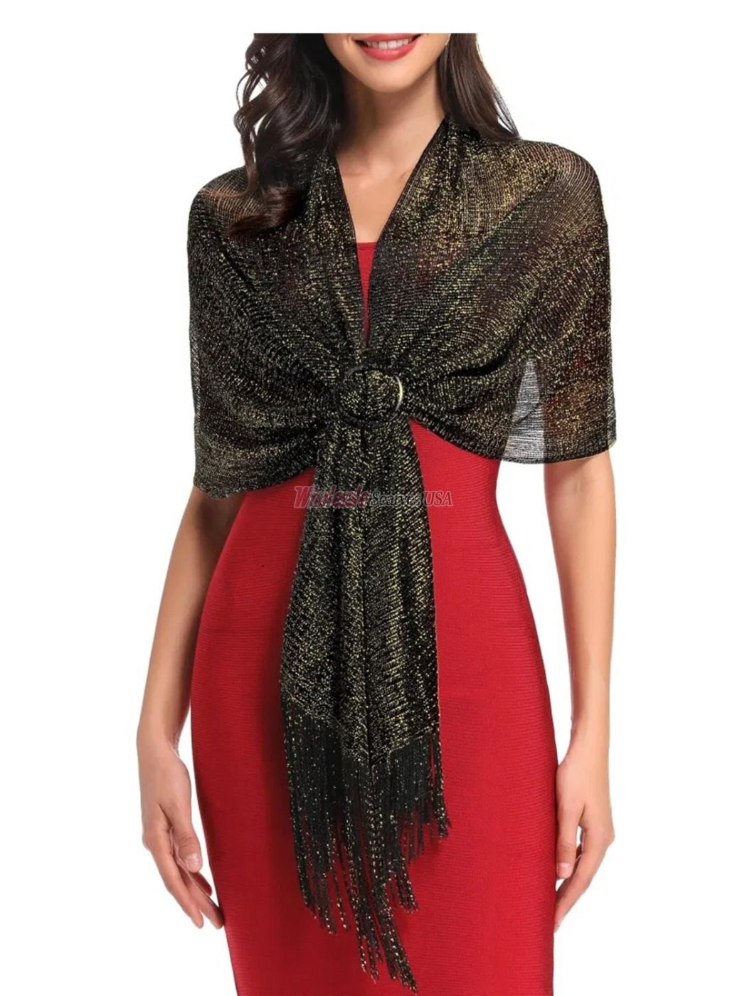 (image for) Sparkling Metallic Shawls and Wraps Black/Gold