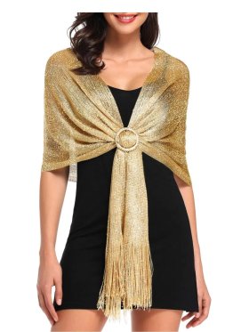 Sparkling Metallic Shawls and Wraps Gold