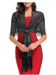 Sparkling Metallic Shawls and Wraps Black/Silver