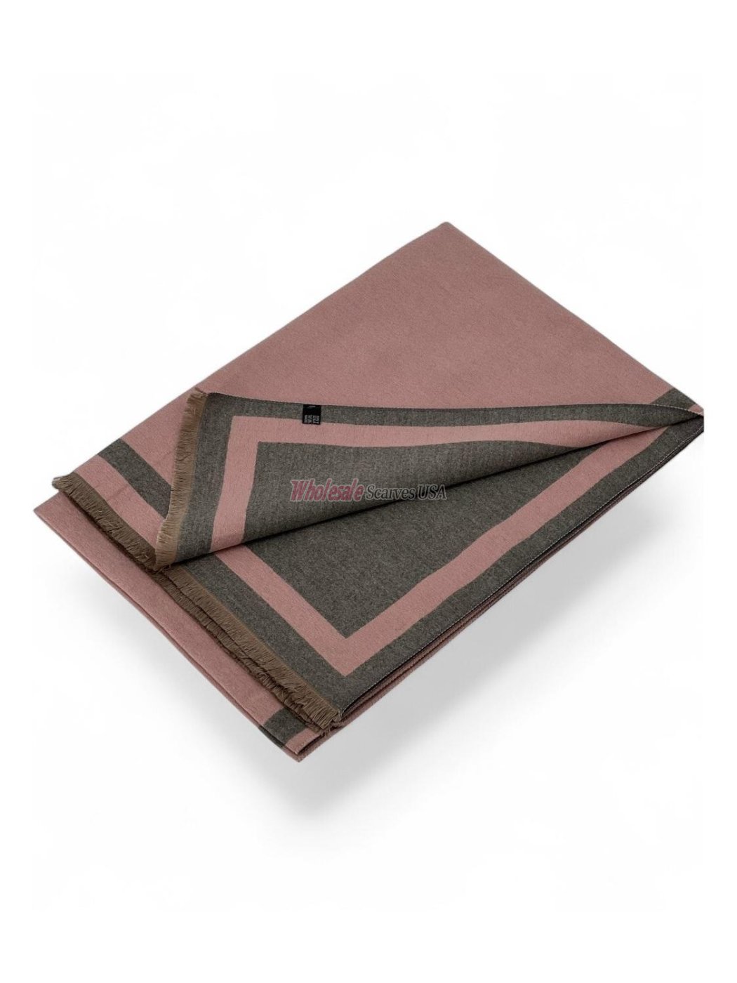 (image for) Reversible Oversized Border Cashmere Shawl: Pink 7901