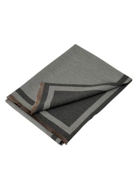 Reversible Oversized Border Cashmere Shawl: Grey 7903